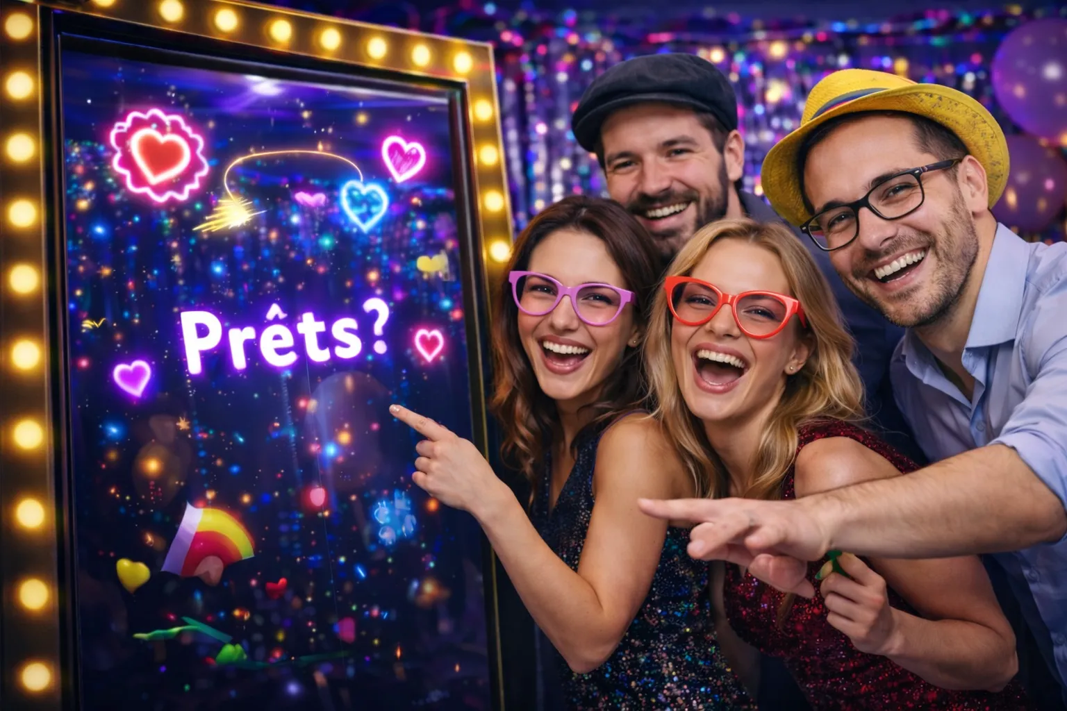 Fonctionnement du photobooth miroir avec écran tactile et animations interactives